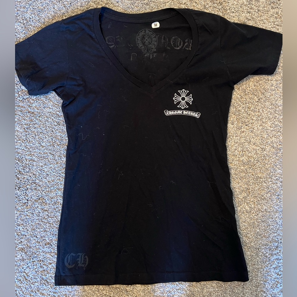 Authentic chrome hearts v neck tee shirt